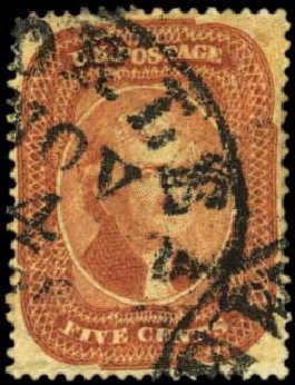 Values of US Stamps Scott Catalog 28A - 5c 1858 Jefferson. Harmer-Schau Auction Galleries, Feb 2012, Sale 92, Lot 827
