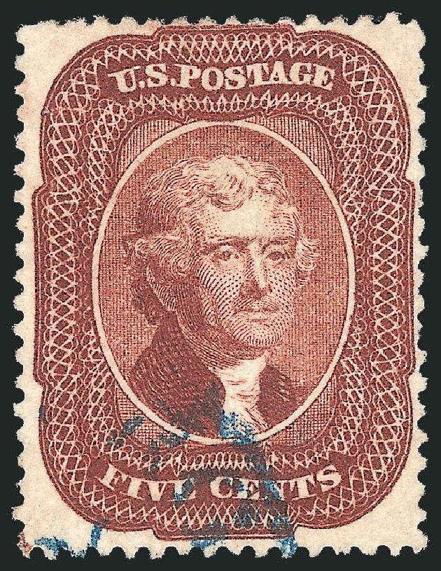 Cost of US Stamp Scott #28A - 1858 5c Jefferson. Robert Siegel Auction Galleries, Oct 2011, Sale 1014, Lot 1097