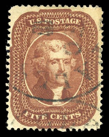 US Stamp Values Scott #28A: 5c 1858 Jefferson. Matthew Bennett International, Sep 2011, Sale 338, Lot 1708