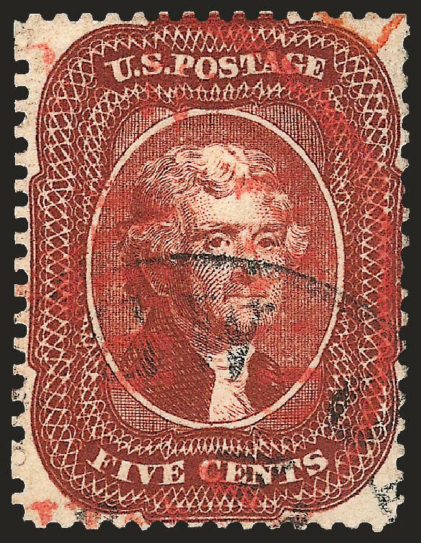 Values of US Stamp Scott # 28A - 5c 1858 Jefferson. Robert Siegel Auction Galleries, Sep 2008, Sale 962, Lot 2278