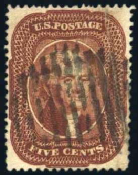 US Stamp Price Scott Catalogue # 28A: 1858 5c Jefferson. Harmer-Schau Auction Galleries, Aug 2011, Sale 90, Lot 1139