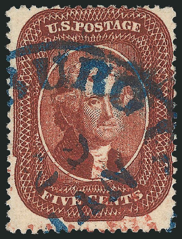 US Stamps Values Scott 28A - 1858 5c Jefferson. Robert Siegel Auction Galleries, Oct 2011, Sale 1014, Lot 1099