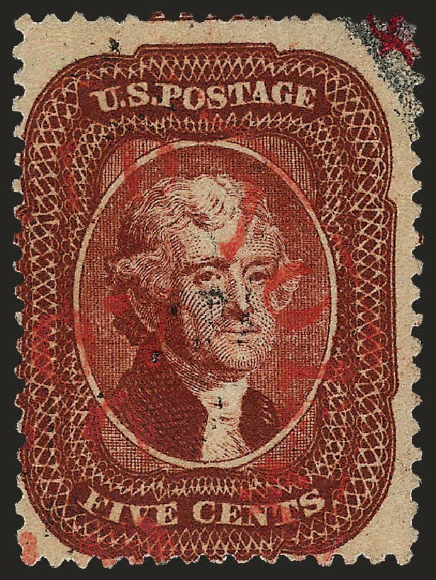Value of US Stamps Scott Catalogue # 28A: 5c 1858 Jefferson. Robert Siegel Auction Galleries, Dec 2008, Sale 967, Lot 4129