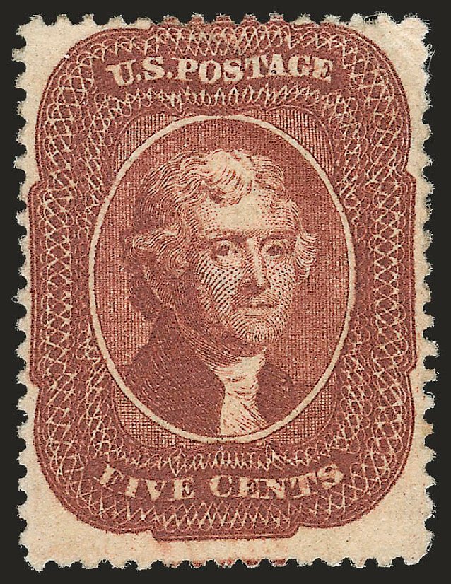 US Stamps Prices Scott Cat. # 28A - 1858 5c Jefferson. Robert Siegel Auction Galleries, Apr 2009, Sale 972, Lot 3039