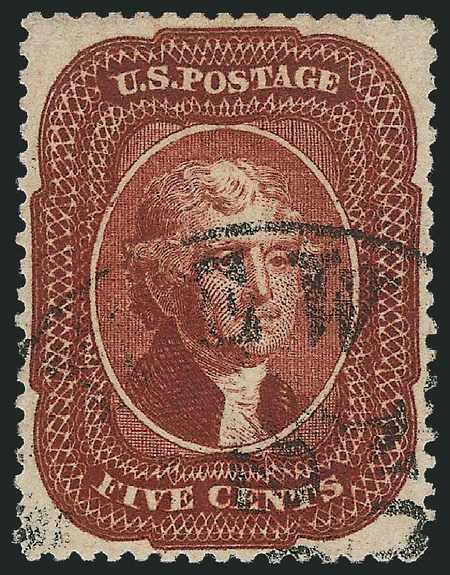 US Stamp Prices Scott Cat. 28A: 5c 1858 Jefferson. Robert Siegel Auction Galleries, Oct 2012, Sale 1032, Lot 3080