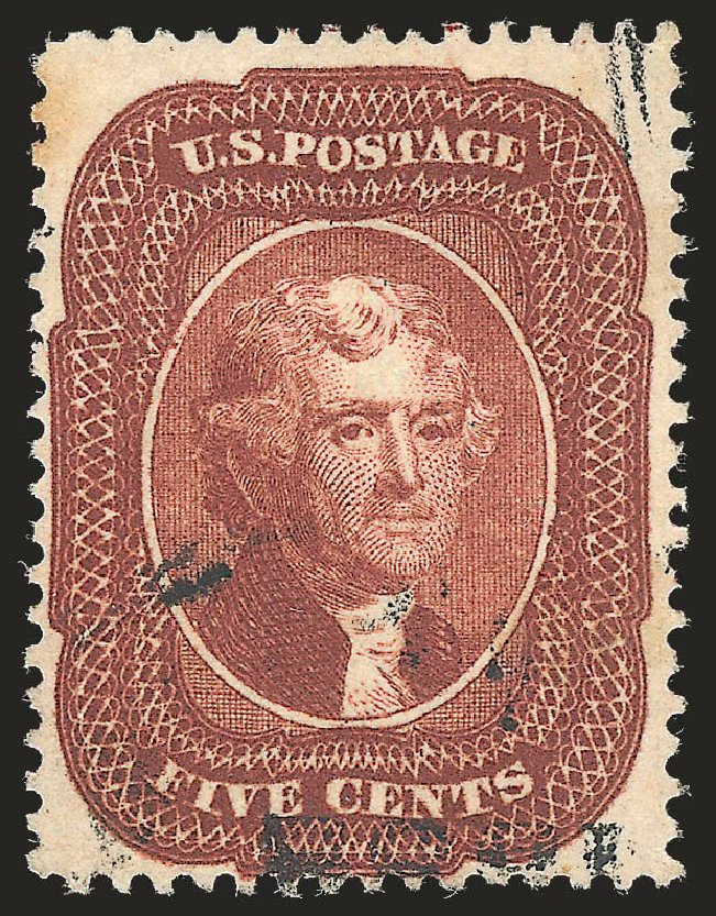 US Stamp Price Scott Catalog 28A - 1858 5c Jefferson. Robert Siegel Auction Galleries, Jun 2009, Sale 975, Lot 1190