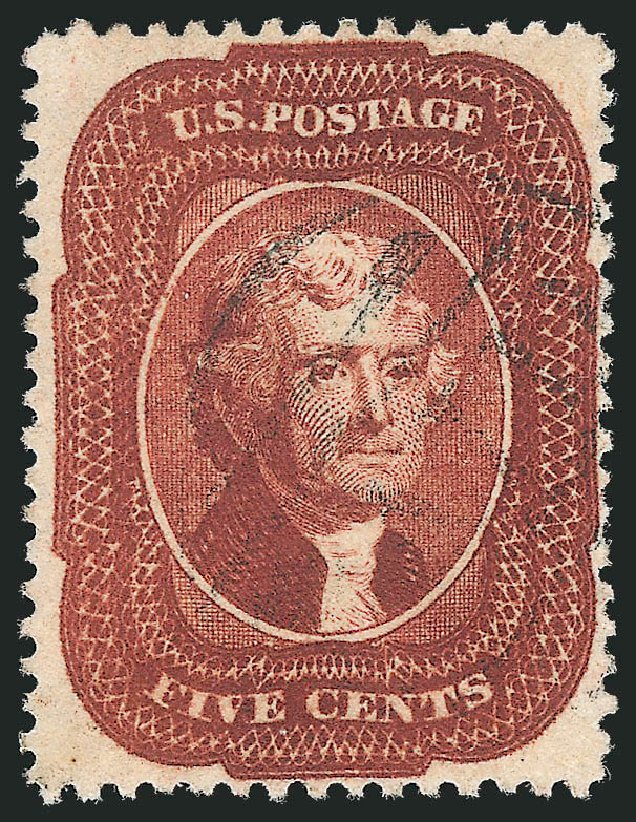 Values of US Stamps Scott # 28A: 5c 1858 Jefferson. Robert Siegel Auction Galleries, Dec 2013, Sale 1062, Lot 141