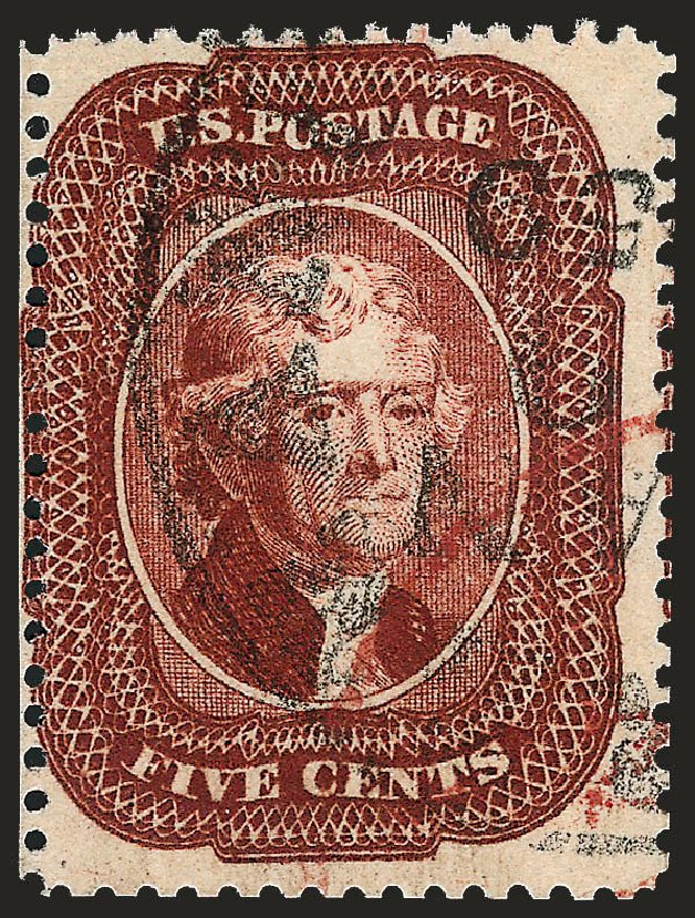 US Stamps Value Scott 28A: 5c 1858 Jefferson. Robert Siegel Auction Galleries, Oct 2008, Sale 963, Lot 351