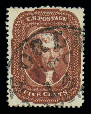 US Stamps Values Scott Cat. #28A - 1858 5c Jefferson. Matthew Bennett International, Oct 2007, Sale 320, Lot 384