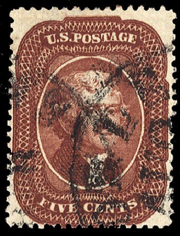 US Stamps Values Scott Cat. 28A: 5c 1858 Jefferson. Cherrystone Auctions, Nov 2010, Sale 201011, Lot 44