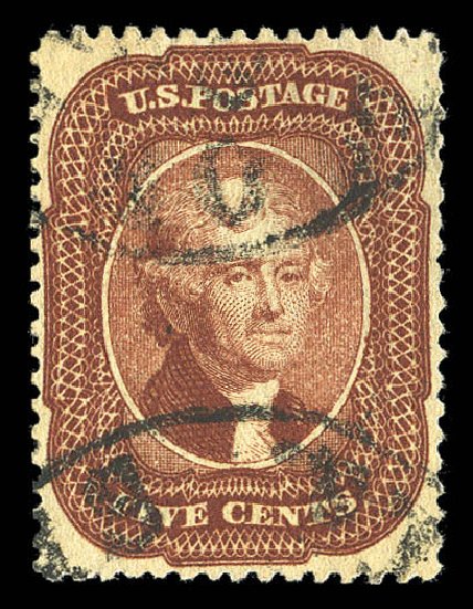 US Stamps Prices Scott Cat. #28A - 5c 1858 Jefferson. Matthew Bennett International, Sep 2012, Sale 345, Lot 55