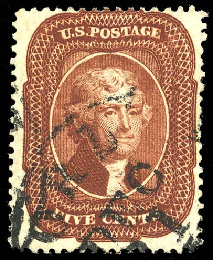 Value of US Stamps Scott Catalogue # 28A: 1858 5c Jefferson. Matthew Bennett International, May 2014, Sale 350, Lot 65