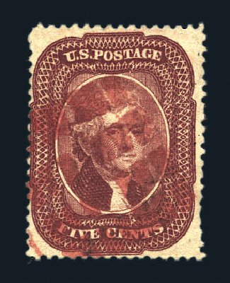 Cost of US Stamp Scott Cat. # 28A - 5c 1858 Jefferson. Harmer-Schau Auction Galleries, Aug 2015, Sale 106, Lot 1355