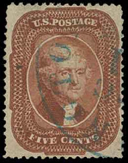 US Stamps Prices Scott Catalog #28A - 1858 5c Jefferson. H.R. Harmer, Nov 2013, Sale 3004, Lot 1045