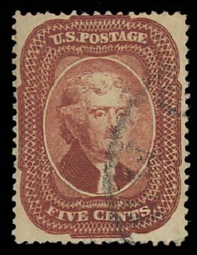 US Stamps Price Scott Catalog #28A - 1858 5c Jefferson. Daniel Kelleher Auctions, Aug 2012, Sale 631, Lot 725