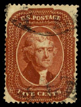 Price of US Stamps Scott Cat. # 28A: 1858 5c Jefferson. Daniel Kelleher Auctions, Apr 2013, Sale 636, Lot 75