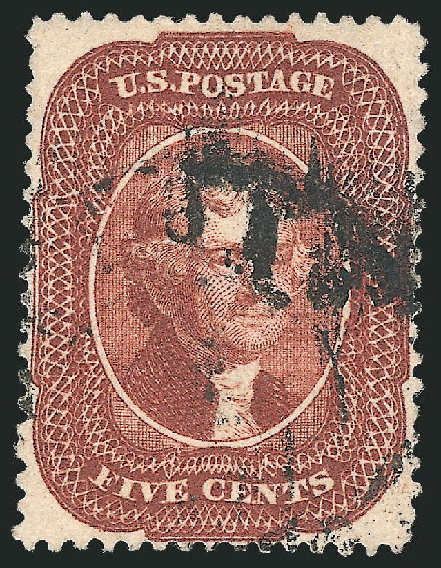 US Stamp Values Scott Catalog # 28A - 5c 1858 Jefferson. Robert Siegel Auction Galleries, Sep 2009, Sale 976, Lot 1225