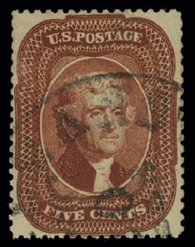 US Stamp Value Scott Cat. 28A - 5c 1858 Jefferson. H.R. Harmer, May 2014, Sale 3005, Lot 1062