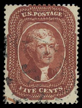Prices of US Stamp Scott Catalogue # 28A: 5c 1858 Jefferson. Daniel Kelleher Auctions, Aug 2012, Sale 631, Lot 723