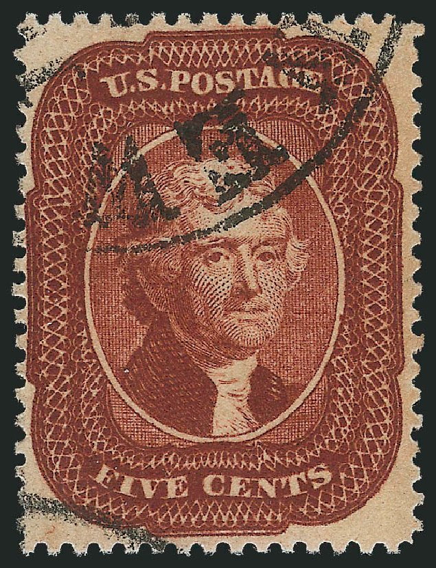 Cost of US Stamp Scott Catalogue 28A: 1858 5c Jefferson. Robert Siegel Auction Galleries, Nov 2013, Sale 1061, Lot 3433