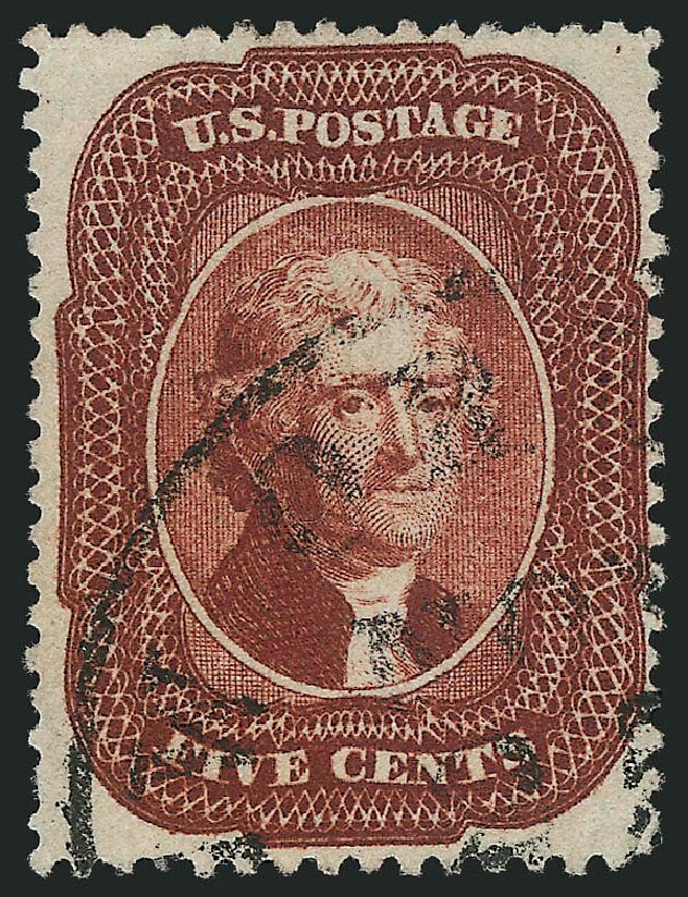 US Stamp Price Scott Catalog 28A - 1858 5c Jefferson. Robert Siegel Auction Galleries, Mar 2014, Sale 1067, Lot 943