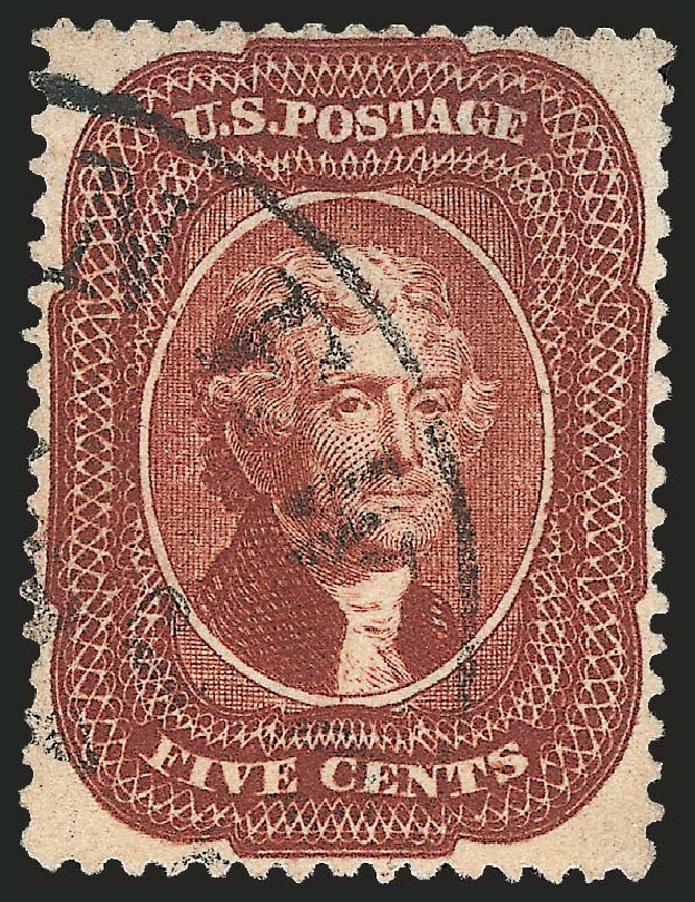 Value of US Stamps Scott Catalog 28A: 1858 5c Jefferson. Robert Siegel Auction Galleries, Feb 2010, Sale 983, Lot 23