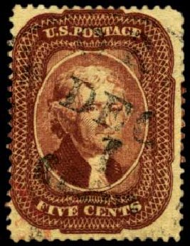 Values of US Stamp Scott Catalog #28A - 5c 1858 Jefferson. Harmer-Schau Auction Galleries, Feb 2012, Sale 92, Lot 826