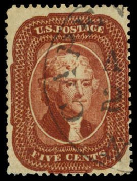 Costs of US Stamp Scott Catalogue # 28A - 1858 5c Jefferson. Daniel Kelleher Auctions, Apr 2013, Sale 636, Lot 76