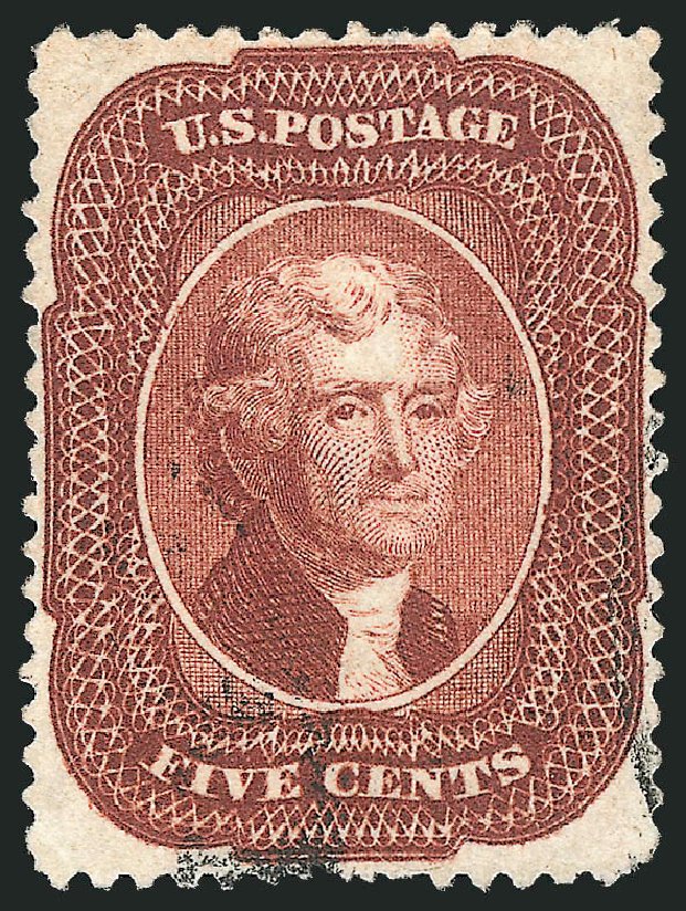 Values of US Stamp Scott Catalog # 28A - 5c 1858 Jefferson. Robert Siegel Auction Galleries, Sep 2014, Sale 1078, Lot 106