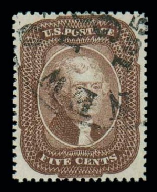 US Stamps Values Scott Catalog # 29 - 5c 1859 Jefferson. Matthew Bennett International, Dec 2007, Sale 323, Lot 138