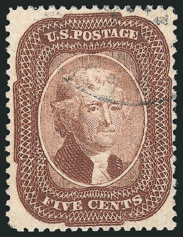 Value of US Stamps Scott Catalogue 29 - 5c 1859 Jefferson. Robert Siegel Auction Galleries, Jul 2013, Sale 1050, Lot 158
