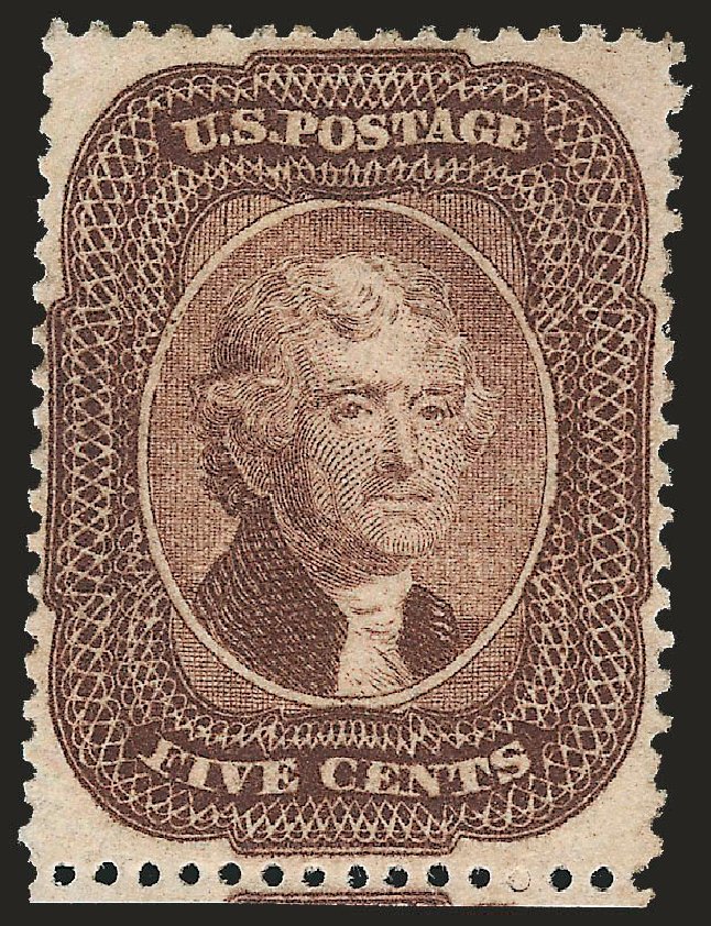 Values of US Stamp Scott Catalogue #29 - 1859 5c Jefferson. Robert Siegel Auction Galleries, Jan 2009, Sale 968, Lot 38