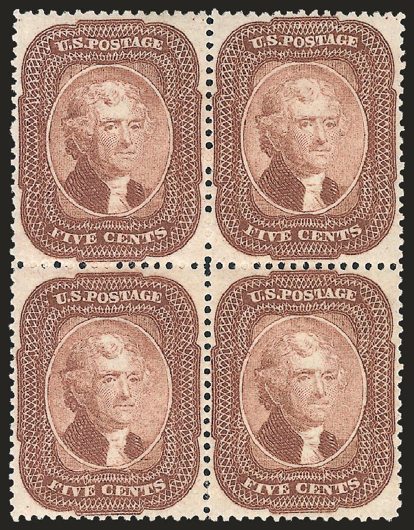 US Stamp Values Scott Cat. #29 - 1859 5c Jefferson. Robert Siegel Auction Galleries, Jan 2009, Sale 968, Lot 39