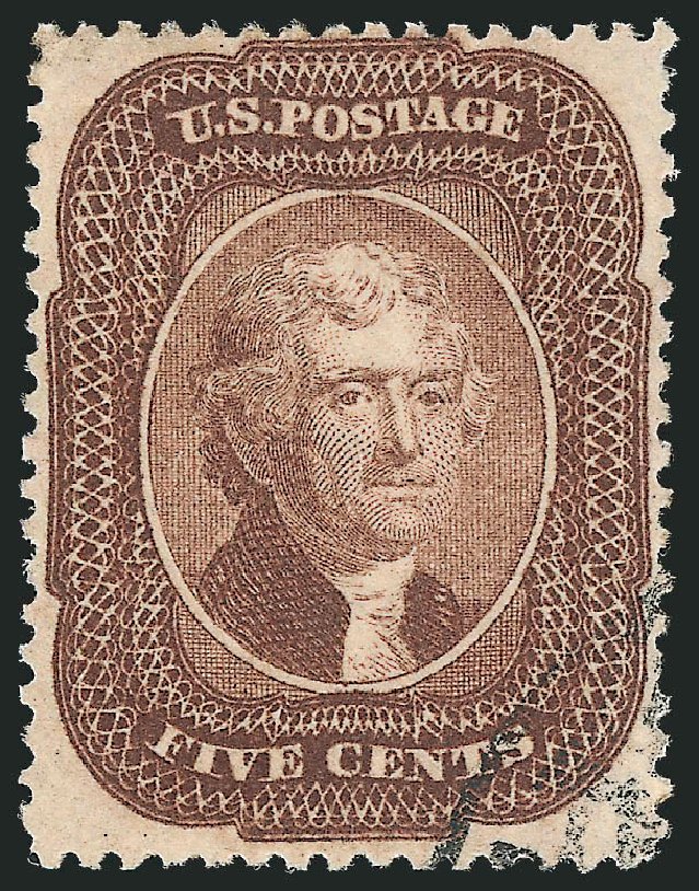 Values of US Stamps Scott Catalog 29: 1859 5c Jefferson. Robert Siegel Auction Galleries, Sep 2009, Sale 976, Lot 1229