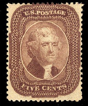 Cost of US Stamps Scott Catalog #29 - 5c 1859 Jefferson. Cherrystone Auctions, Jul 2010, Sale 201007, Lot 10