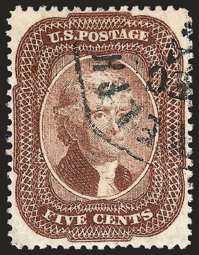 Value of US Stamps Scott Catalogue #29 - 1859 5c Jefferson. Robert Siegel Auction Galleries, Dec 2008, Sale 967, Lot 4130
