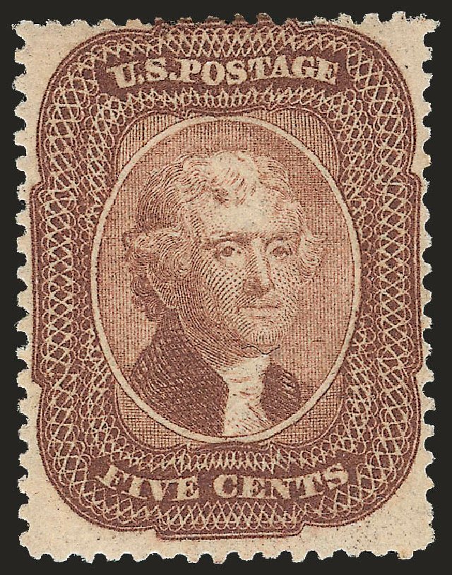 US Stamp Values Scott # 29 - 5c 1859 Jefferson. Robert Siegel Auction Galleries, Apr 2009, Sale 972, Lot 3040