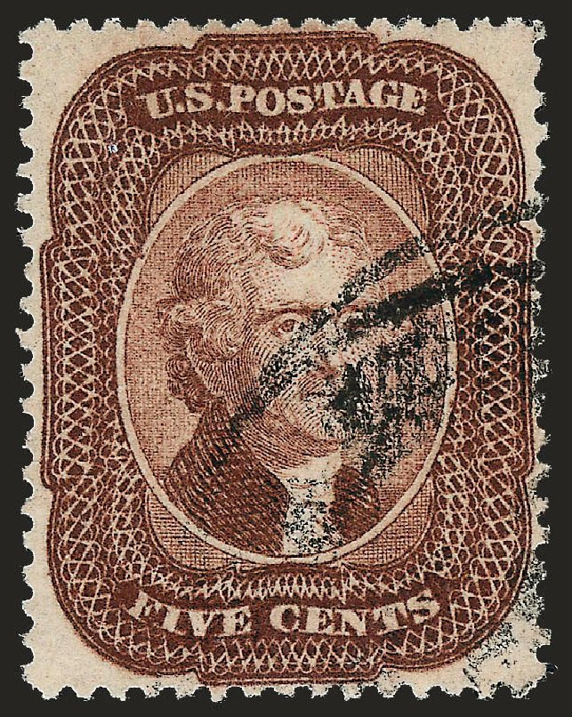 Costs of US Stamp Scott Catalogue 29 - 1859 5c Jefferson. Robert Siegel Auction Galleries, Oct 2008, Sale 963, Lot 354