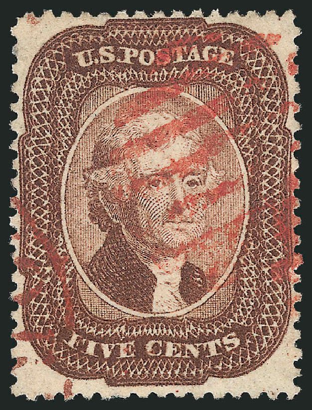 Cost of US Stamp Scott Cat. 29 - 1859 5c Jefferson. Robert Siegel Auction Galleries, Dec 2013, Sale 1062, Lot 142