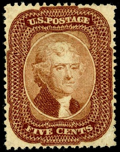 Costs of US Stamps Scott Cat. 29 - 5c 1859 Jefferson. Matthew Bennett International, May 2008, Sale 327, Lot 36