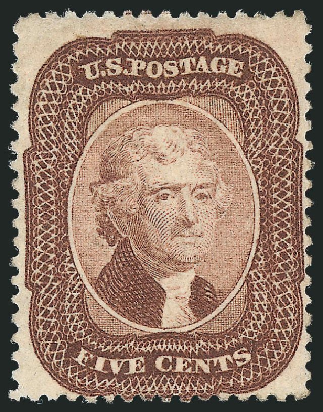 Values of US Stamps Scott Cat. 29 - 1859 5c Jefferson. Robert Siegel Auction Galleries, Oct 2010, Sale 997, Lot 5256