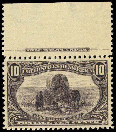 Values of US Stamps Scott Catalog 290 - 1898 10c Trans Mississippi Exposition. Daniel Kelleher Auctions, Oct 2014, Sale 660, Lot 2275