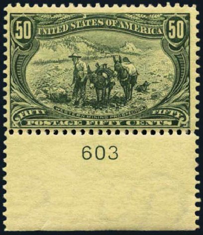 US Stamp Prices Scott Catalogue #291: 50c 1898 Trans Mississippi Exposition. Harmer-Schau Auction Galleries, Aug 2012, Sale 94, Lot 1428