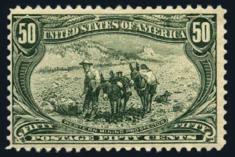 Costs of US Stamp Scott Cat. 291: 50c 1898 Trans Mississippi Exposition. Harmer-Schau Auction Galleries, Aug 2014, Sale 102, Lot 1931