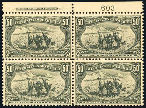 Cost of US Stamps Scott Cat. # 291 - 1898 50c Trans Mississippi Exposition. Harmer-Schau Auction Galleries, Feb 2009, Sale 80, Lot 1244