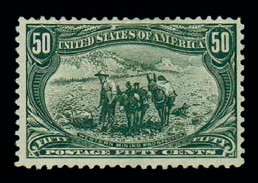 Cost of US Stamps Scott # 291: 50c 1898 Trans Mississippi Exposition. Matthew Bennett International, Dec 2007, Sale 325, Lot 1855