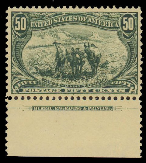 US Stamp Value Scott Catalogue # 291 - 50c 1898 Trans Mississippi Exposition. Daniel Kelleher Auctions, Jun 2012, Sale 630, Lot 1665