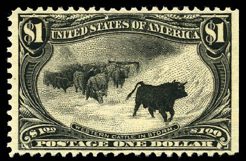 Price of US Stamps Scott Catalog 292: 1898 US$1.00 Trans Mississippi Exposition. Matthew Bennett International, Mar 2012, Sale 344, Lot 4477