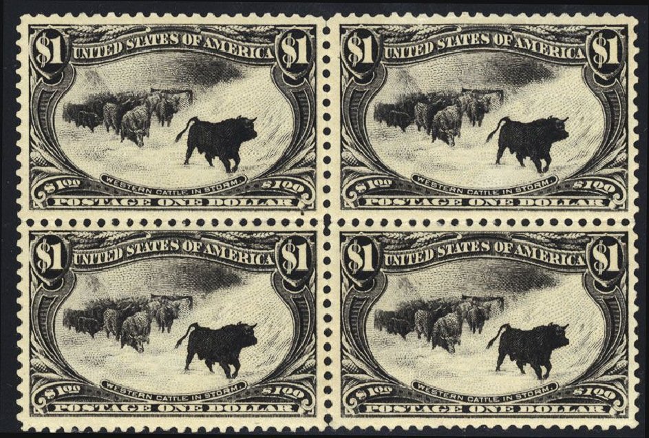 Value of US Stamp Scott Catalog #292: 1898 US$1.00 Trans Mississippi Exposition. Cherrystone Auctions, Mar 2008, Sale 200803, Lot 237