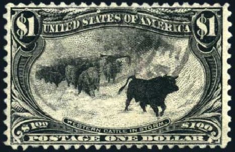 Values of US Stamps Scott Catalog #292 - US$1.00 1898 Trans Mississippi Exposition. Harmer-Schau Auction Galleries, Oct 2009, Sale 83, Lot 417